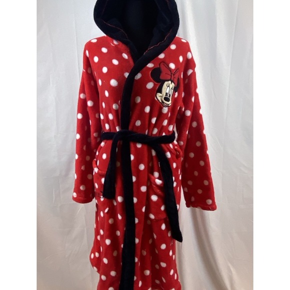 Disney‎ Minnie Mouse Plush Fleece Hooded Robe Women's Size Small - Picture 1 of 9